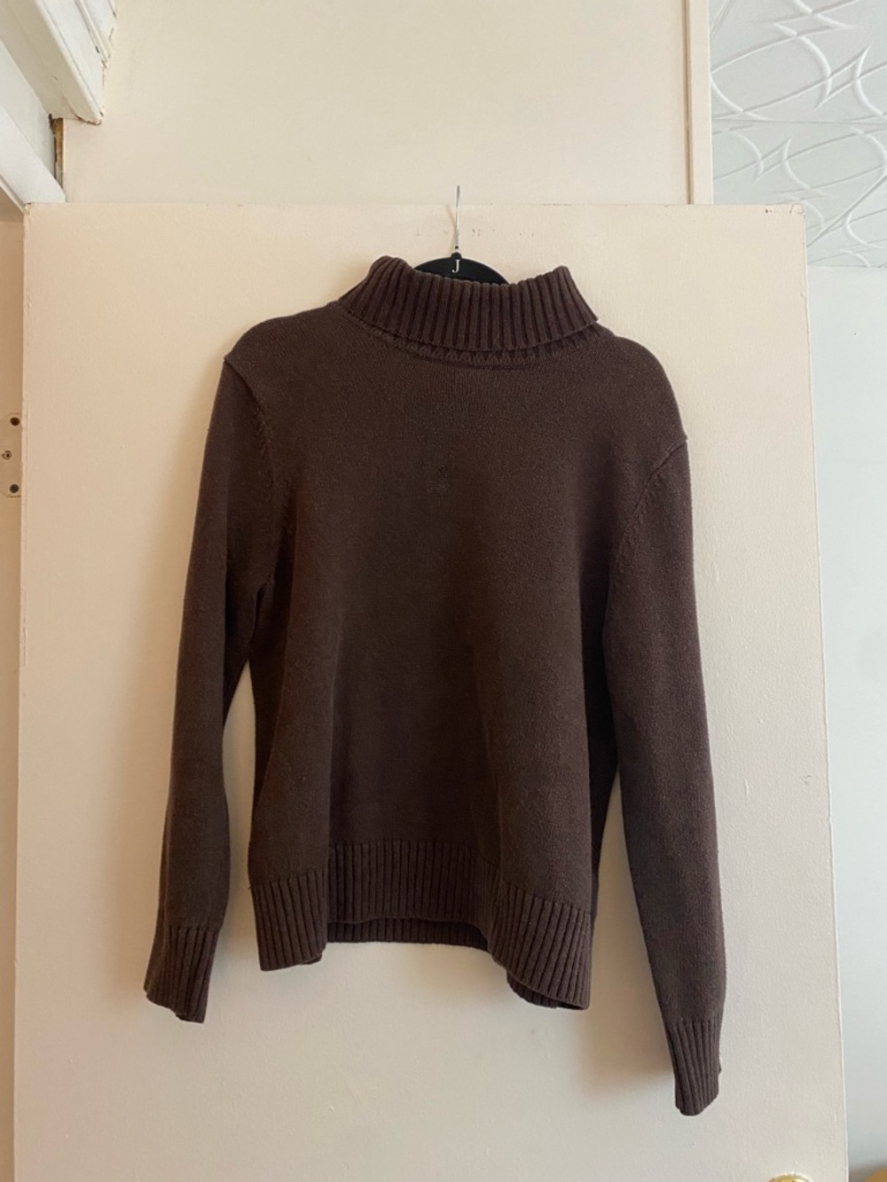 Women's 100% Cotton Brown Turtleneck Sweater